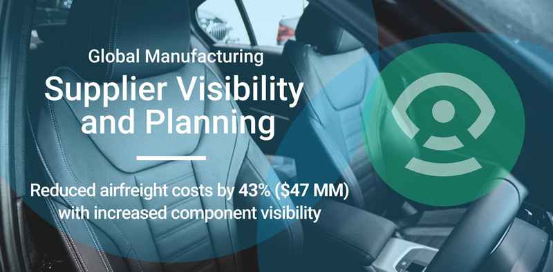 Global Manufacturing Supplier Visibility and Planning - Reduced airfreight costs by 43% ($47MM) with increased component visibility