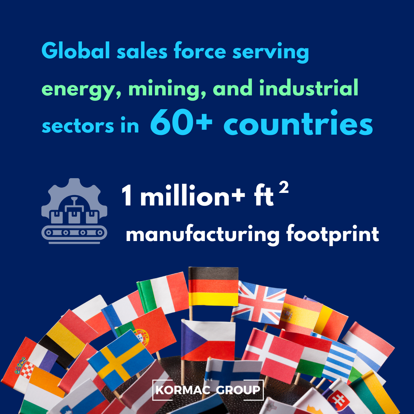 Global sales force serving energy, mining, and industrial sectors in 60+ countries. 1 million+ ft squared manufacturing footprint